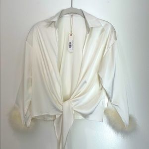 NWT Fuzzy Sleeve Blouse